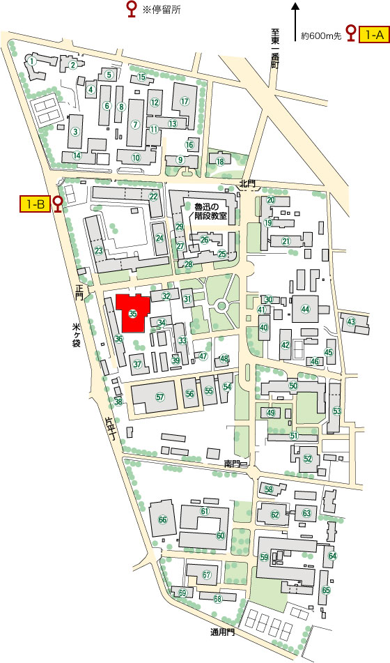 片平キャンパスの地図